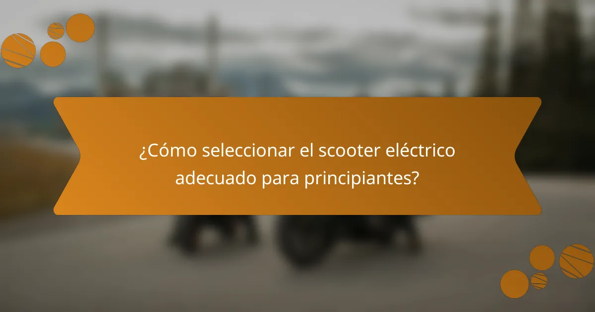 ¿Cómo seleccionar el scooter eléctrico adecuado para principiantes?