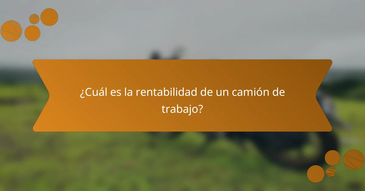 ¿Cuál es la rentabilidad de un camión de trabajo?