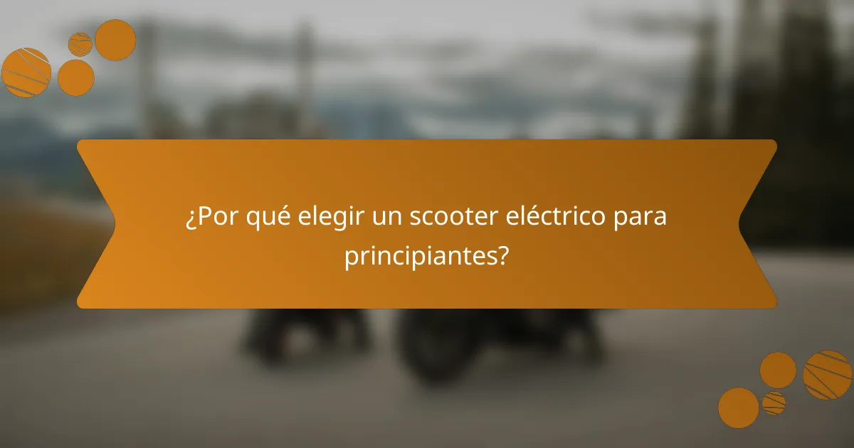 ¿Por qué elegir un scooter eléctrico para principiantes?