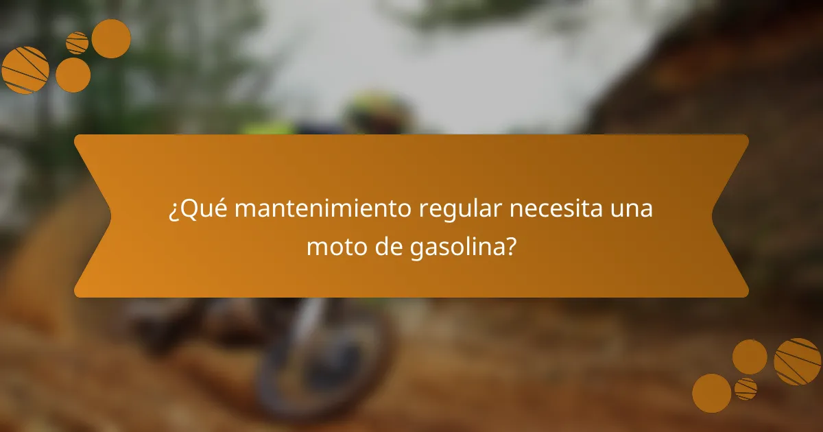 ¿Qué mantenimiento regular necesita una moto de gasolina?